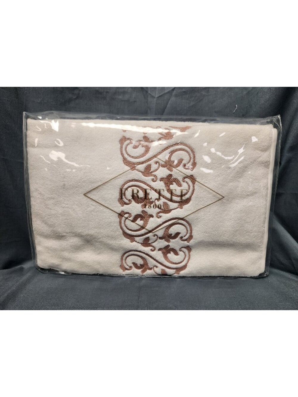 Frette Medallion Embroidery Hand Towel 24 in x 43 in White Pink Cotton NEW!